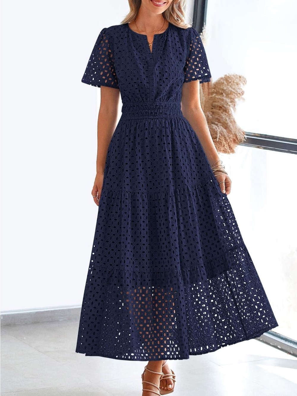PRETTY GARDEN 💙 Lace Eyelet Dress